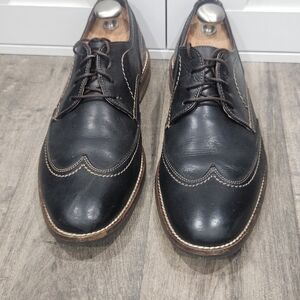Johnston & Murphy Black Leather Wingtip Oxfords